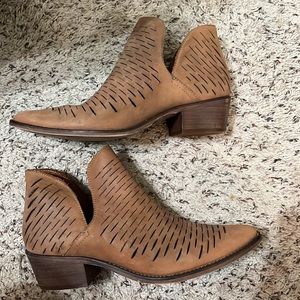 Steve Madden Cognac Perforated Leather Cutout Ankle Booties